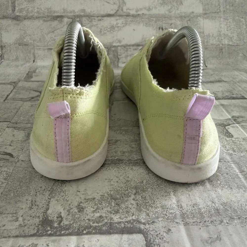 Vionic Pismo Pale Lime Canvas Pink Eyelet Sporty Washable Slip On Sneakers Sz 9 - Picture 3 of 7
